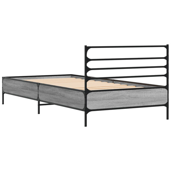 Graues Bettgestell Evghenie 90x190cm (Holz und Metall)