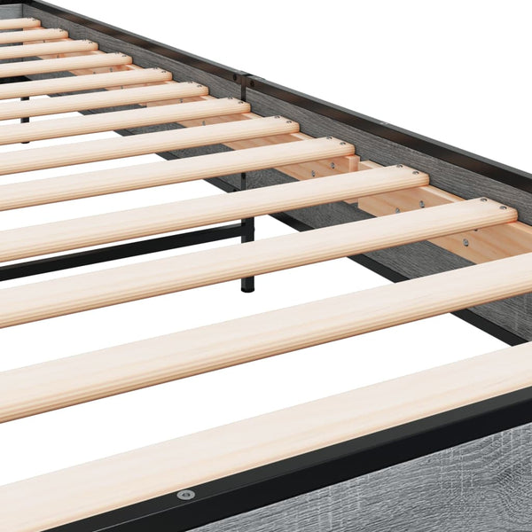 Graues Bettgestell Evghenie 90x190cm (Holz und Metall)