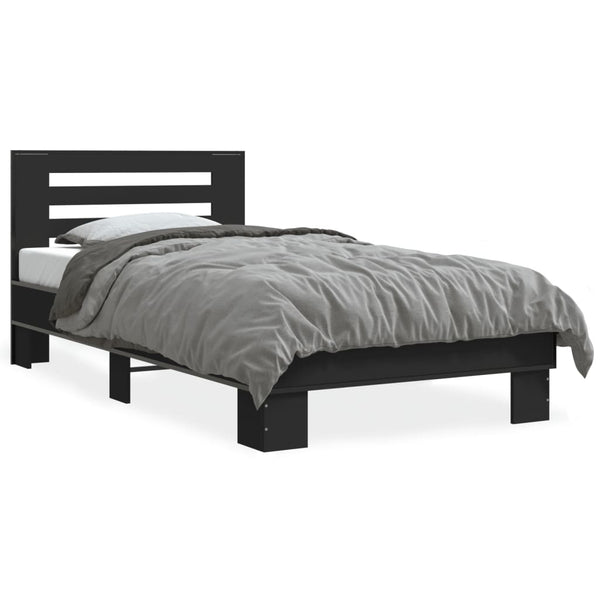 Schwarzer Bettrahmen Narcisa 75x190cm (Holz und Metall)
