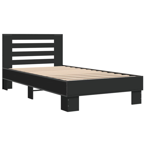 Schwarzer Bettrahmen Narcisa 75x190cm (Holz und Metall)