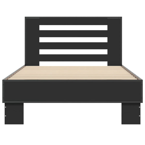 Schwarzer Bettrahmen Narcisa 75x190cm (Holz und Metall)