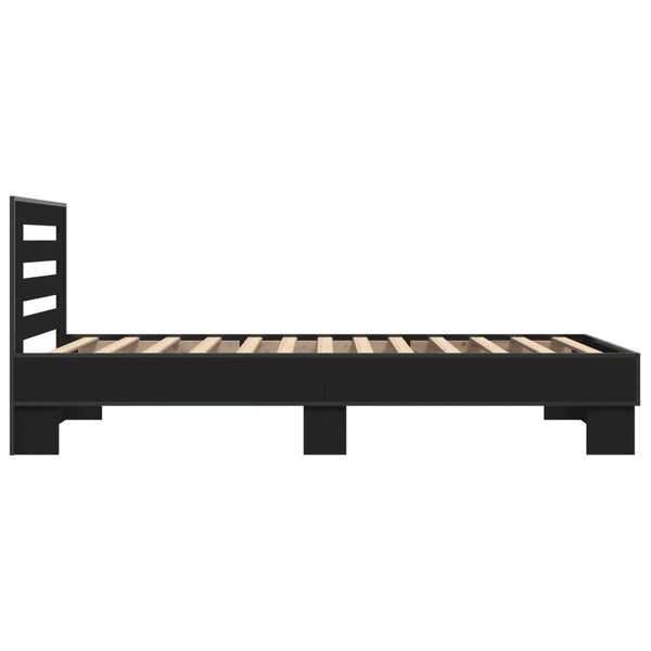Schwarzer Bettrahmen Narcisa 75x190cm (Holz und Metall)