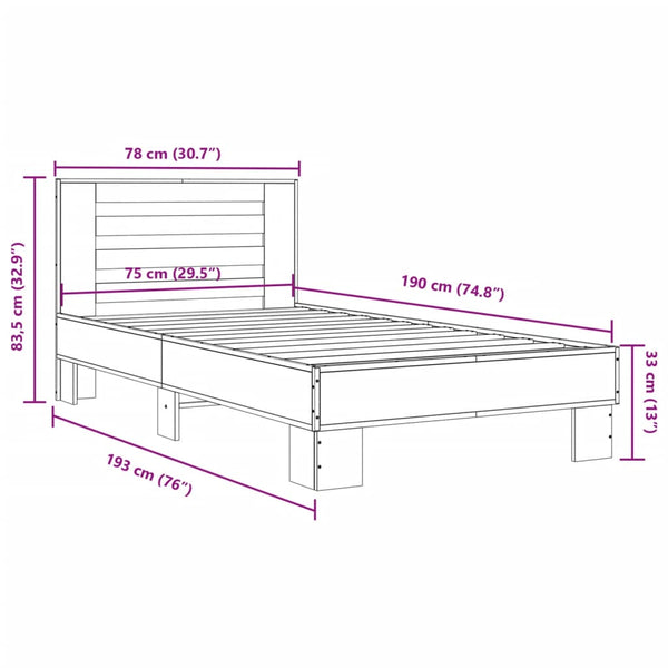 Schwarzer Bettrahmen Narcisa 75x190cm (Holz und Metall)