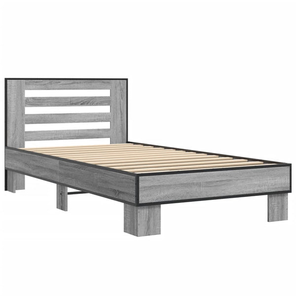 Graues Bettgestell Narcisa 75x190cm (Holz und Metall)