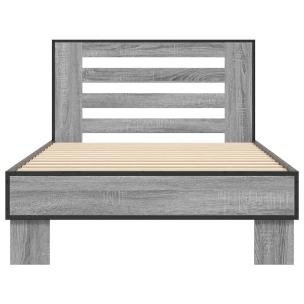 Graues Bettgestell Narcisa 75x190cm (Holz und Metall)