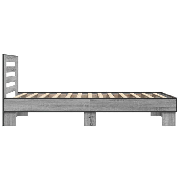 Graues Bettgestell Narcisa 75x190cm (Holz und Metall)