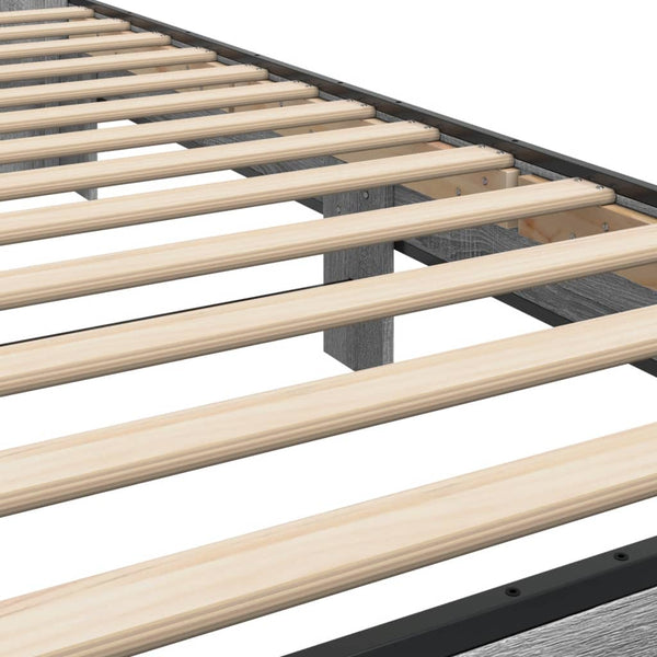 Graues Bettgestell Narcisa 75x190cm (Holz und Metall)
