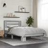 Graues Bettgestell Narcisa 75x190cm (Holz und Metall)