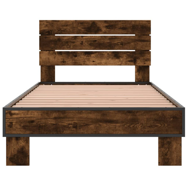 Bettrahmen Rauch-Eiche Alfo 100x200cm (Holz und Metall)