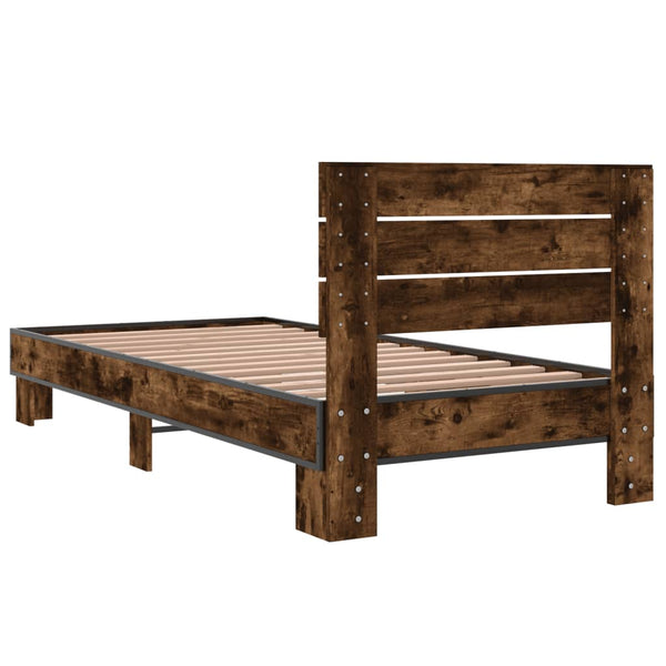 Bettrahmen Rauch-Eiche Alfo 100x200cm (Holz und Metall)