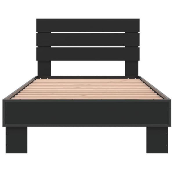 Schwarzer Bettrahmen Alfo 90x200cm (Holz und Metall)