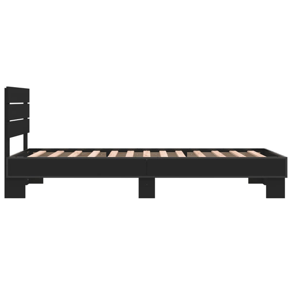 Schwarzer Bettrahmen Alfo 90x200cm (Holz und Metall)