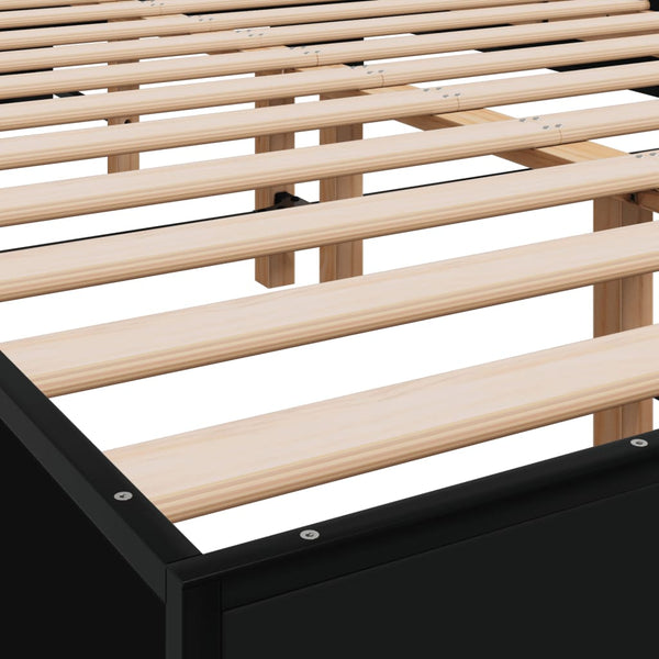 Schwarzer Lattenrost Ladislau 140x200cm (Holz und Metall)