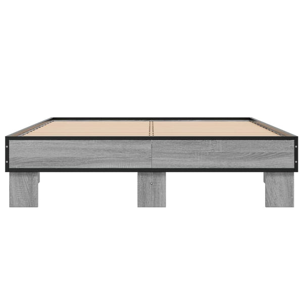 Graues Bettgestell Ladislau 140x200cm (Holz und Metall)