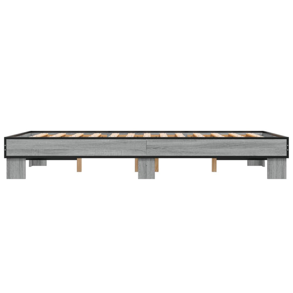 Graues Bettgestell Ladislau 140x200cm (Holz und Metall)