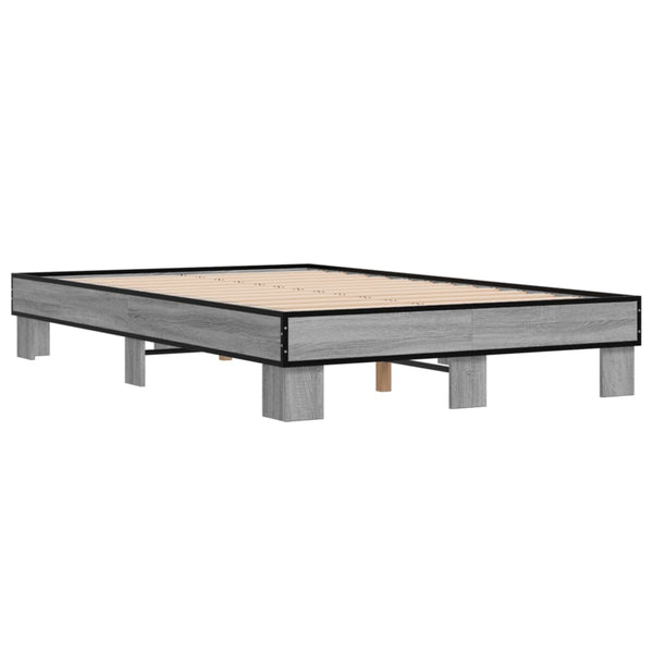 Graues Bettgestell Ladislau 140x200cm (Holz und Metall)