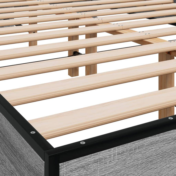 Graues Bettgestell Ladislau 140x200cm (Holz und Metall)