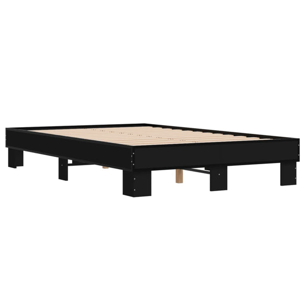 Schwarzes Bettgestell Ladislau 120x200 cm (Holz und Metall)