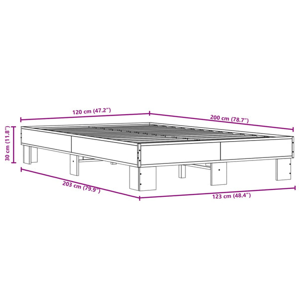 Schwarzes Bettgestell Ladislau 120x200 cm (Holz und Metall)
