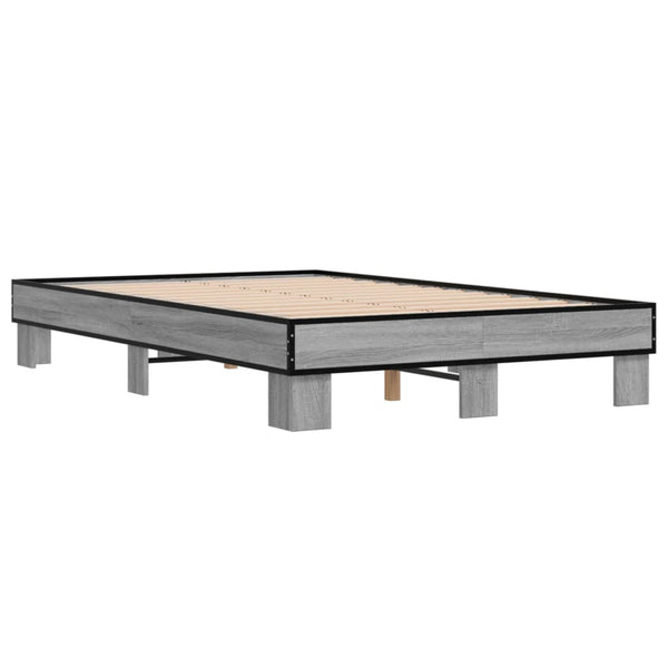 Graues Bettgestell Ladislau 120x200cm (Holz und Metall)