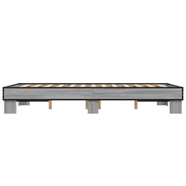 Graues Bettgestell Ladislau 120x200cm (Holz und Metall)
