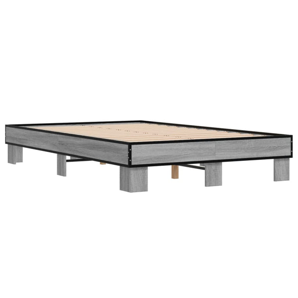 Graues Bettgestell Ladislau 120x200cm (Holz und Metall)