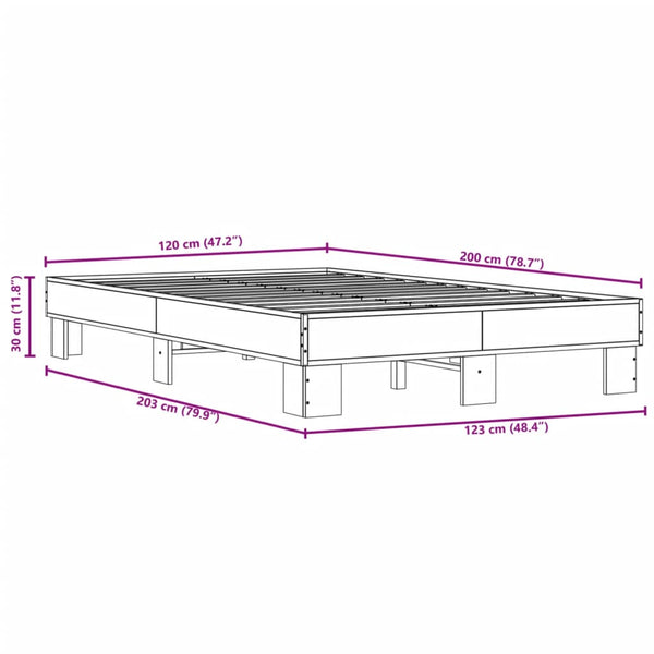 Graues Bettgestell Ladislau 120x200cm (Holz und Metall)