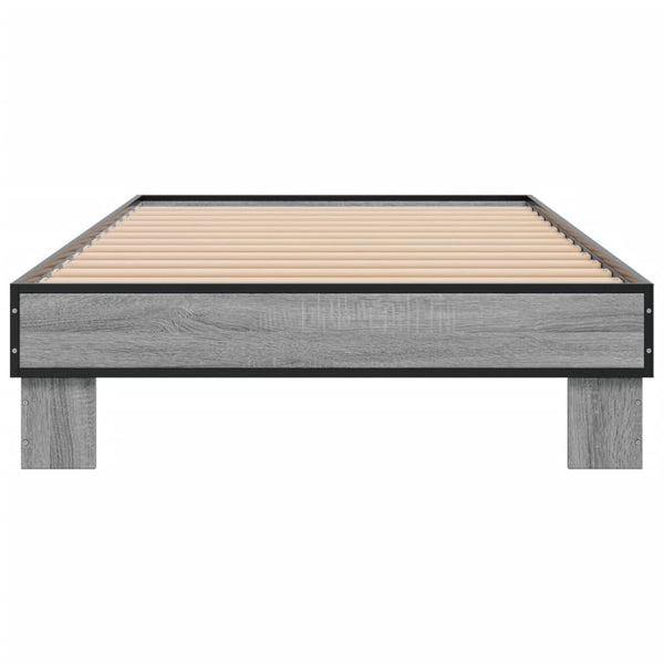 Bettrahmen Ladislau 100x200cm, Grau (Holz und Metall)