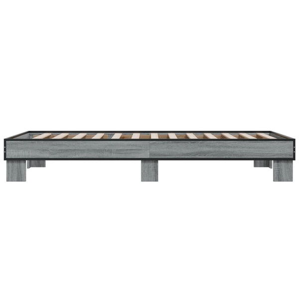 Bettrahmen Ladislau 100x200cm, Grau (Holz und Metall)