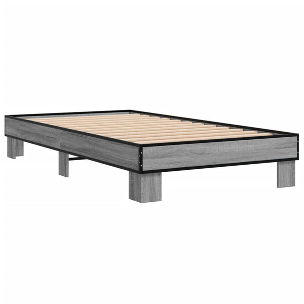Bettrahmen Ladislau 100x200cm, Grau (Holz und Metall)