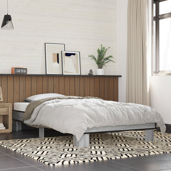 Bettrahmen Ladislau 100x200cm, Grau (Holz und Metall)