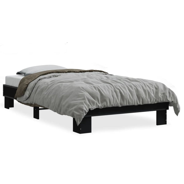 Schwarzes Bettgestell Ladislau 90x200cm (Holz und Metall)