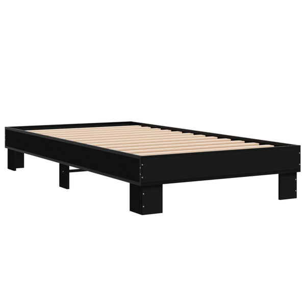 Schwarzes Bettgestell Ladislau 90x200cm (Holz und Metall)