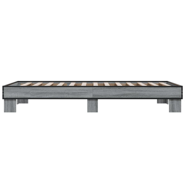 Graues Bettgestell Ladislau 90x200cm (Holz und Metall)