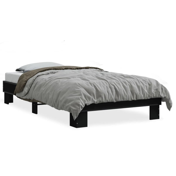 Bettgestell Ladislau Schwarz 75x190cm (Holz und Metall)