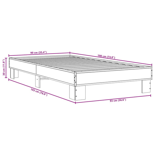 Schwarzes Bettgestell Ladislau 90x190cm (Holz und Metall)