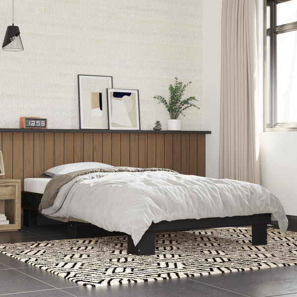 Schwarzes Bettgestell Ladislau 90x190cm (Holz und Metall)