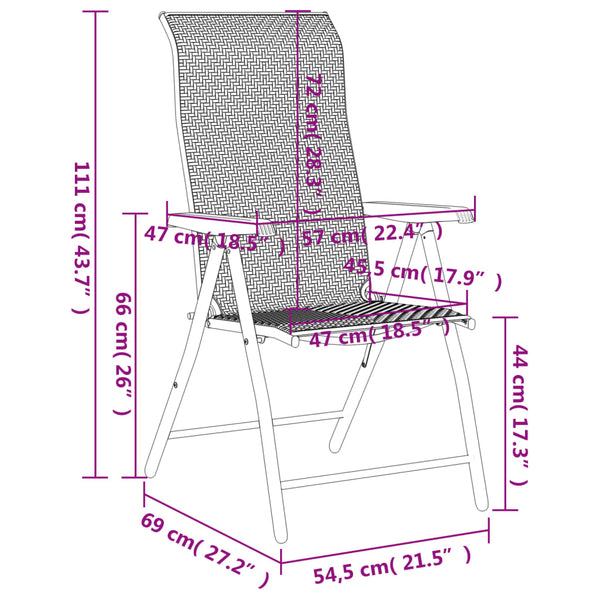 Braune klappbare Outdoor-Stühle Tandarica (4er-Set Polyrattan)