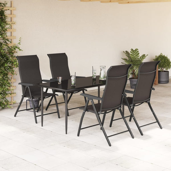 Schwarze faltbare Outdoor-Stühle Tandarica (4 Stk. Kaffeepolyrattan)