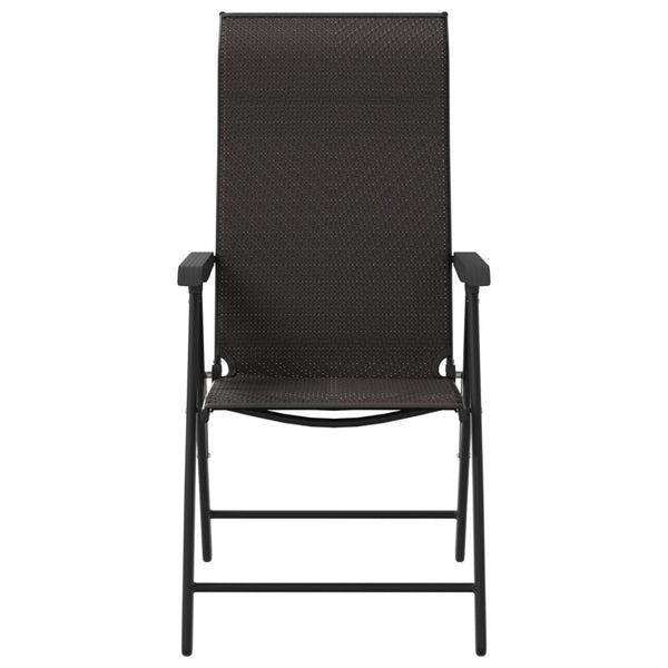 Schwarze faltbare Outdoor-Stühle Tandarica (4 Stk. Kaffeepolyrattan)