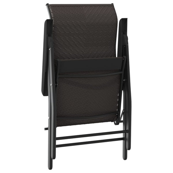 Schwarze faltbare Outdoor-Stühle Tandarica (4 Stk. Kaffeepolyrattan)