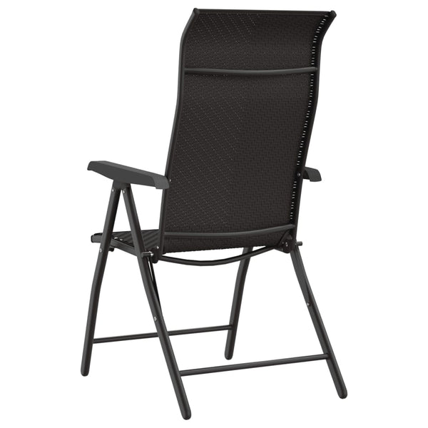 Schwarze faltbare Outdoor-Stühle Tandarica (4 Stk. Kaffeepolyrattan)