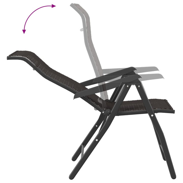 Schwarze faltbare Outdoor-Stühle Tandarica (4 Stk. Kaffeepolyrattan)