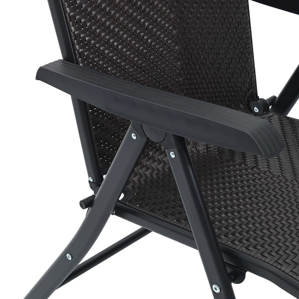 Schwarze faltbare Outdoor-Stühle Tandarica (4 Stk. Kaffeepolyrattan)