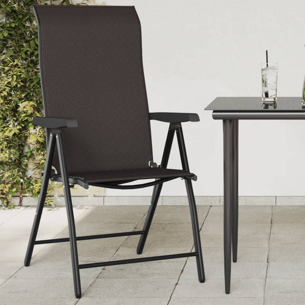 Schwarze faltbare Outdoor-Stühle Tandarica (4 Stk. Kaffeepolyrattan)