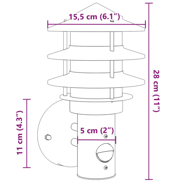 Silberne Außenwandleuchte mit Sensor Hence (Edelstahl)