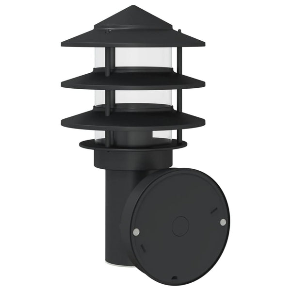 Schwarze Außenwandleuchte mit Sensor Hence (Edelstahl)