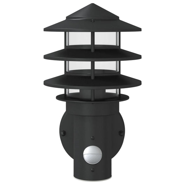 Schwarze Außenwandleuchten mit Sensor Hence (2 Stück Edelstahl)