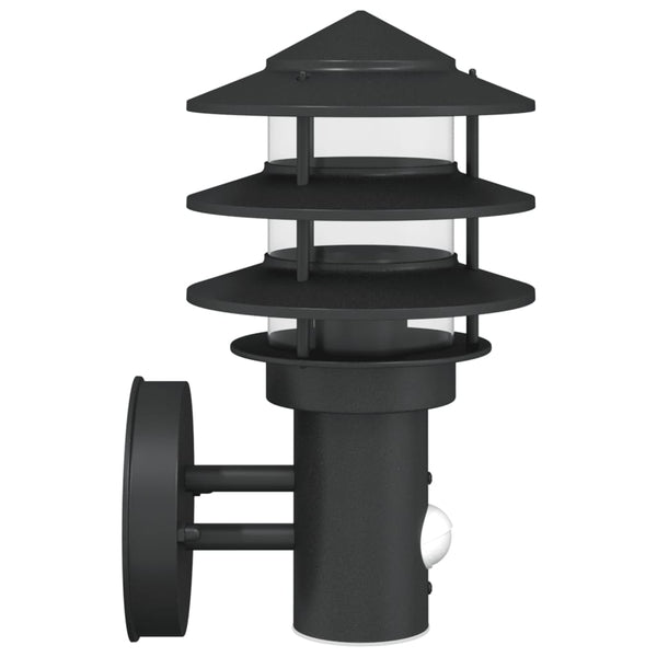 Schwarze Außenwandleuchten mit Sensor Hence (2 Stück Edelstahl)