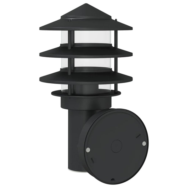 Schwarze Außenwandleuchten mit Sensor Hence (2 Stück Edelstahl)